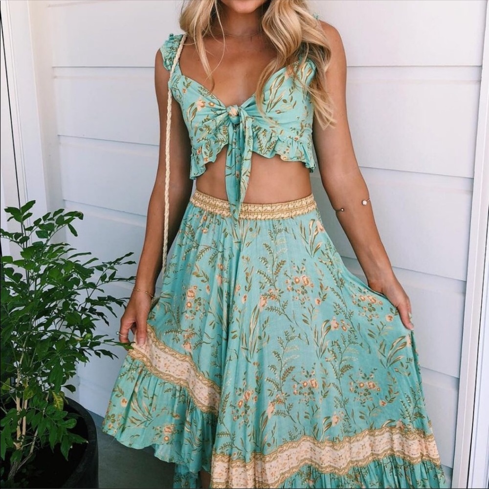 💃🏻Eva Boho Floral Print Skirt & Top Set - Picture 2 of 16